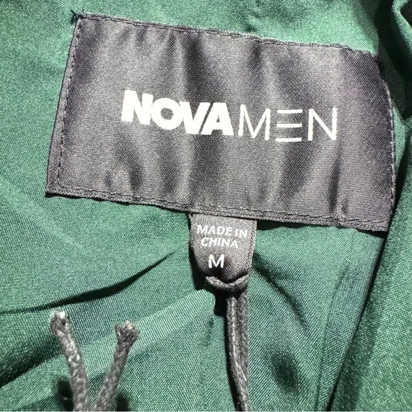 Nova Men Shepton Solid Green Textured Two-Button Blazer Jacket Medium - Picture 6 of 12